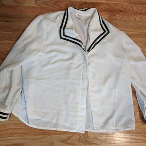 Vintage white blouse with black piping